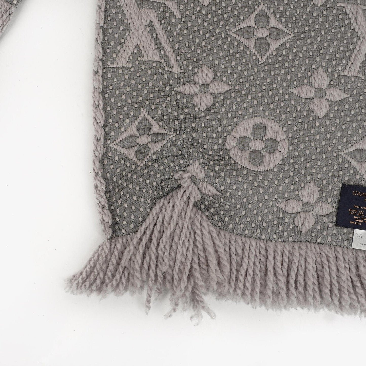 Louis Vuitton Logomania Wool Silk Scarf Pearl Grey