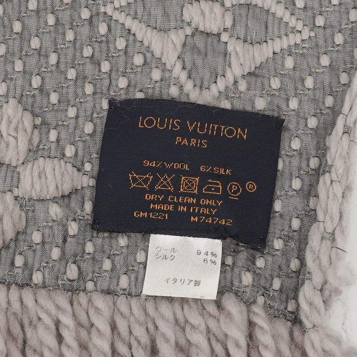Louis Vuitton Logomania Wool Silk Scarf Pearl Grey