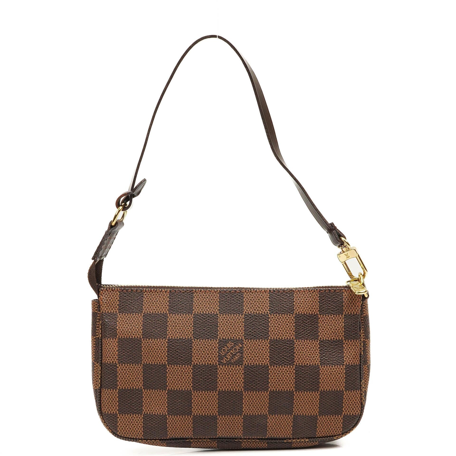 Louis Vuitton Mini Pochette Accessoires Damier Ebene Canvas Clutch Handbag