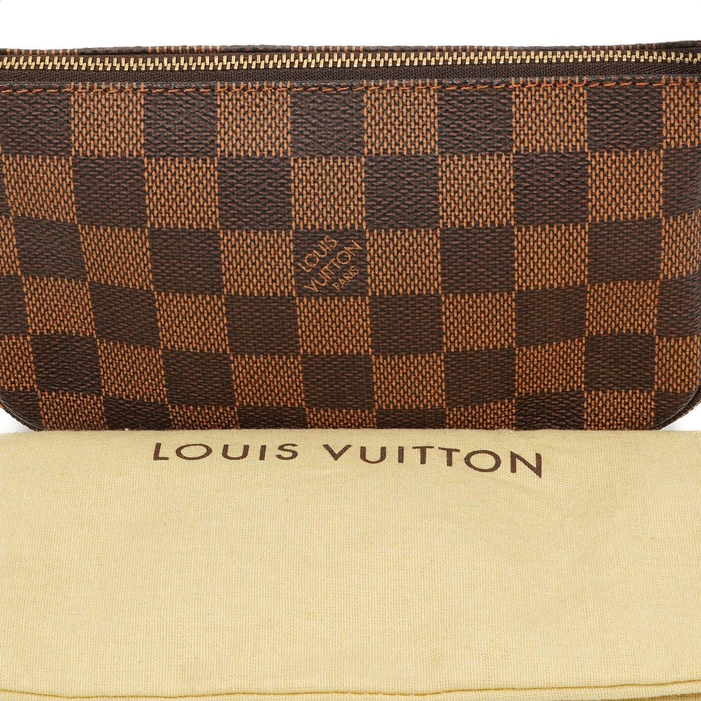 Louis Vuitton Mini Pochette Accessoires Damier Ebene Canvas Clutch Handbag