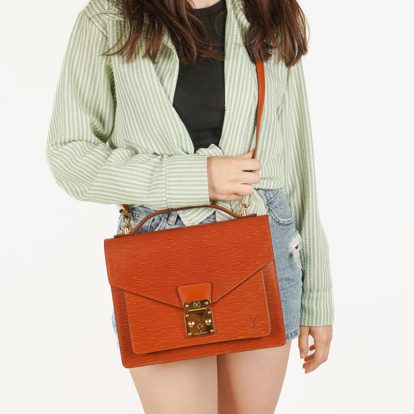 Louis Vuitton Monceau Brown EPI Leather Handbag
