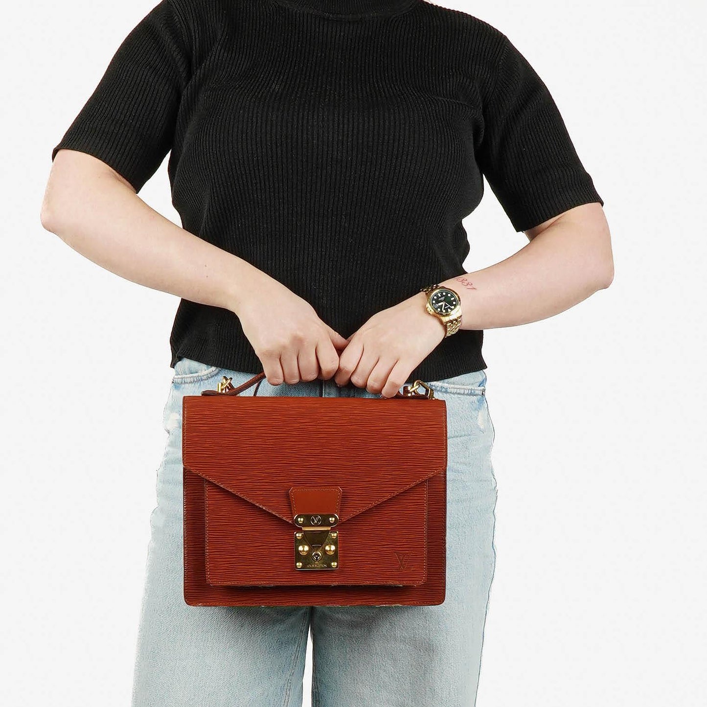 Louis Vuitton Monceau Brown EPI Leather Handbag