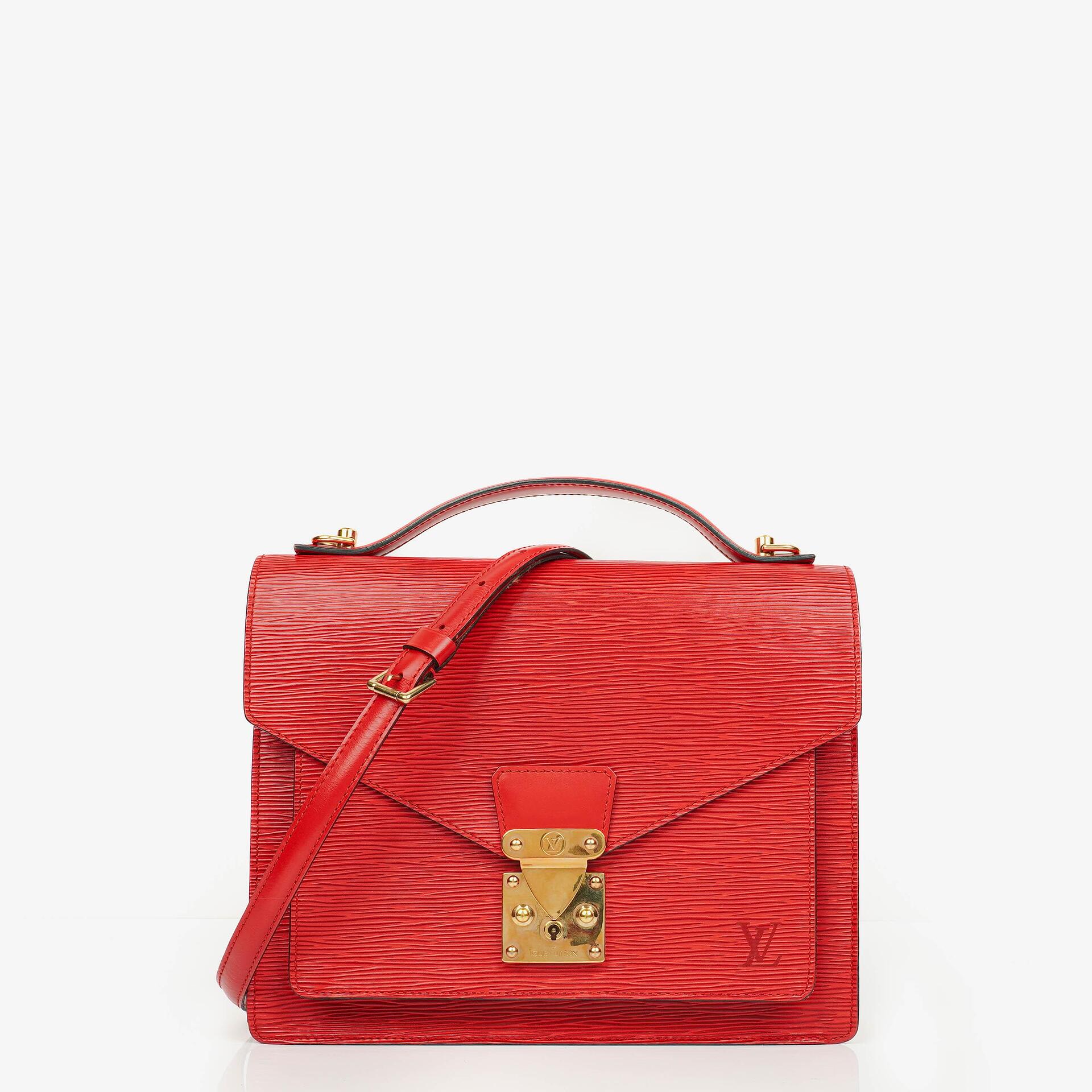 Louis Vuitton Monceau Red EPI Leather Handbag