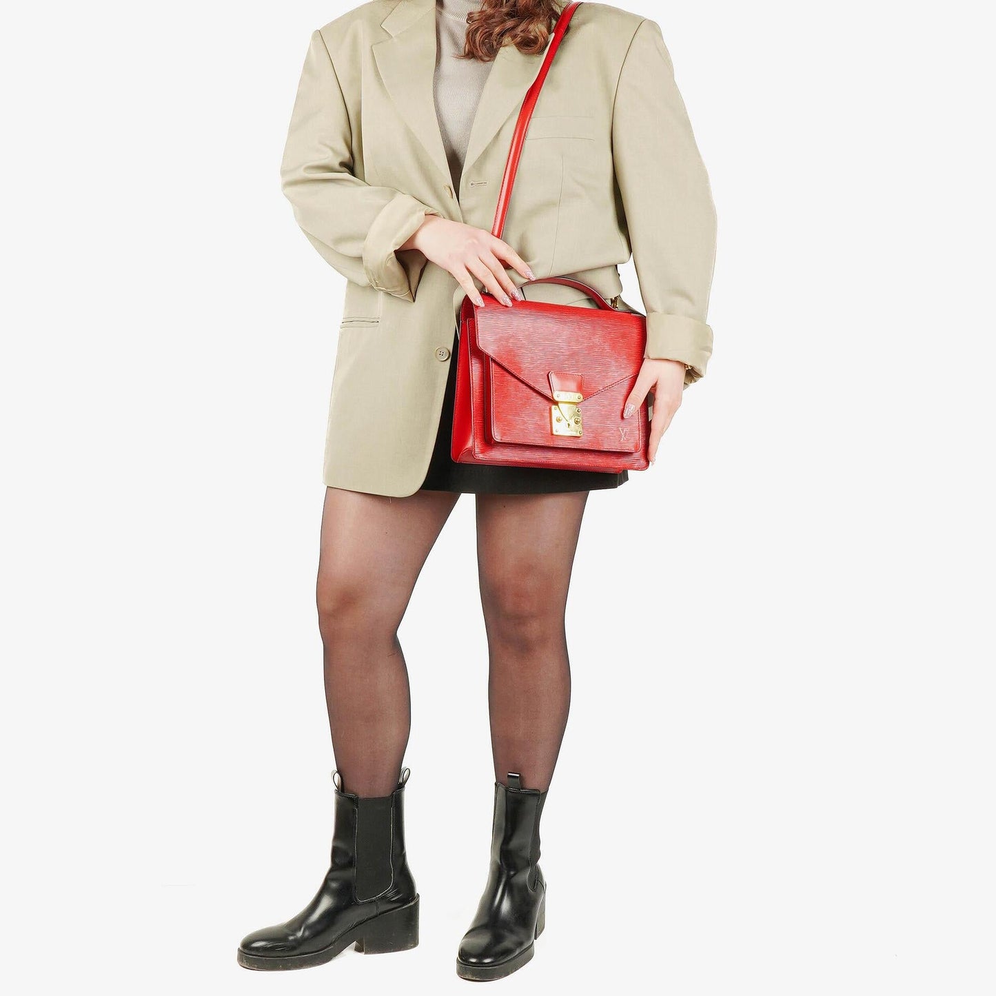 Louis Vuitton Monceau Red EPI Leather Handbag