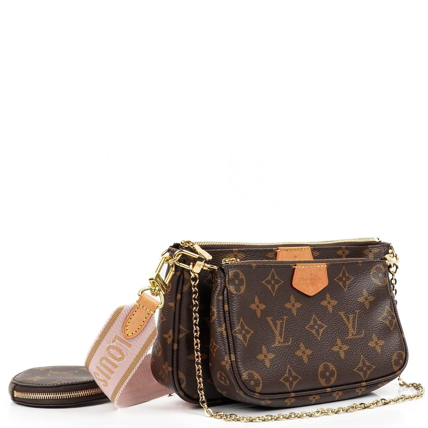 Louis Vuitton Multi Pochette Accessoires Monogram Canvas And Rose Clair Jacquard