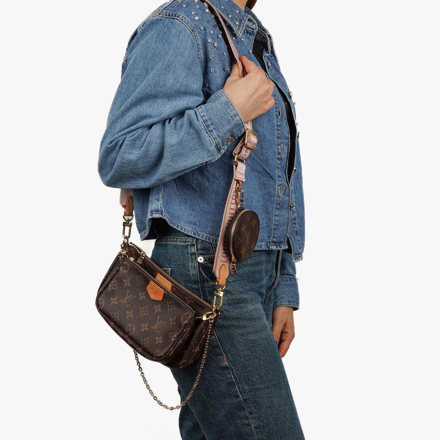 Louis Vuitton Multi Pochette Accessoires Monogram Canvas And Rose Clair Jacquard