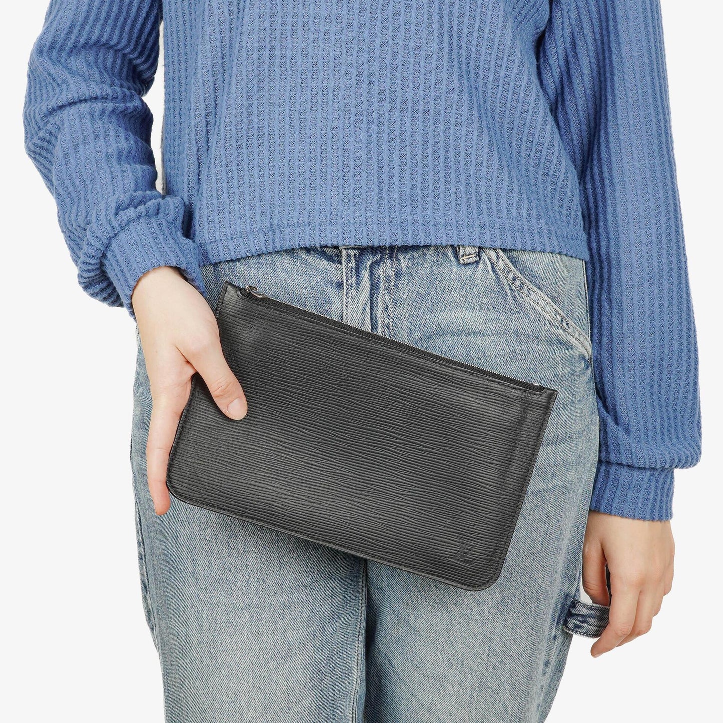 Louis Vuitton Neverfull Black Epi Leather Zippered Clutch Pouch