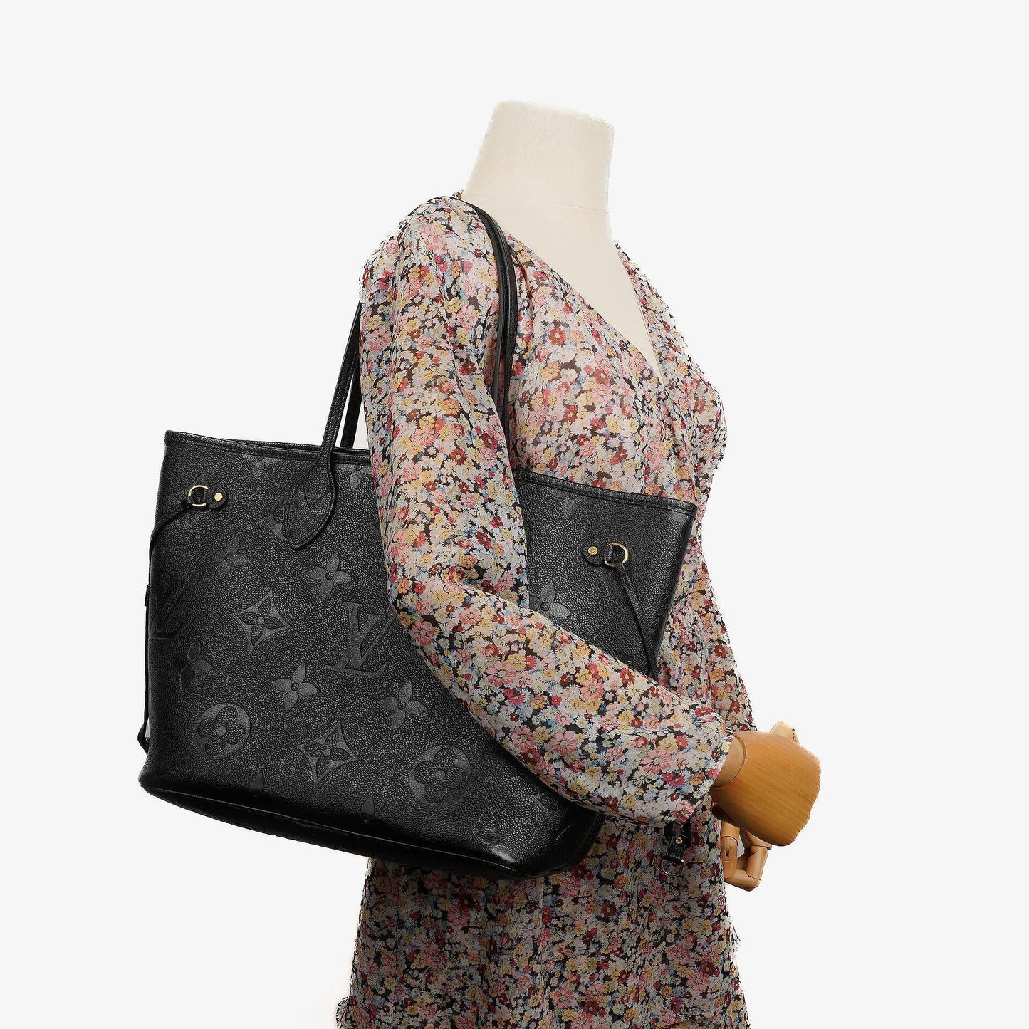 Louis Vuitton Neverfull MM Black Empreinte Leather Tote Bag