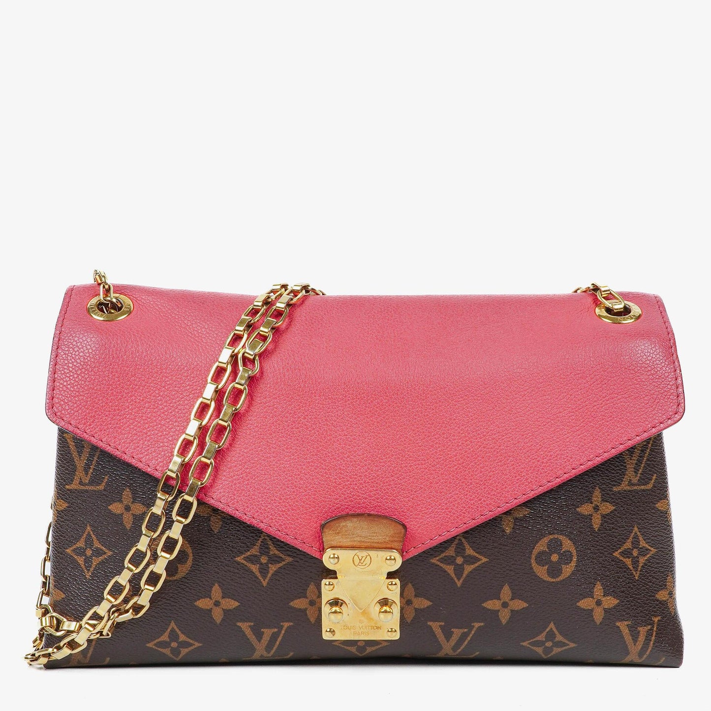 Louis Vuitton Pallas Rose Litchi Chain Monogram Canvas Bag