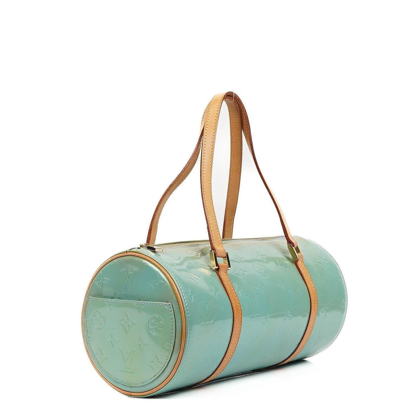 Louis Vuitton Papillon 30 Blue Monogram Vernis Leather Handbag