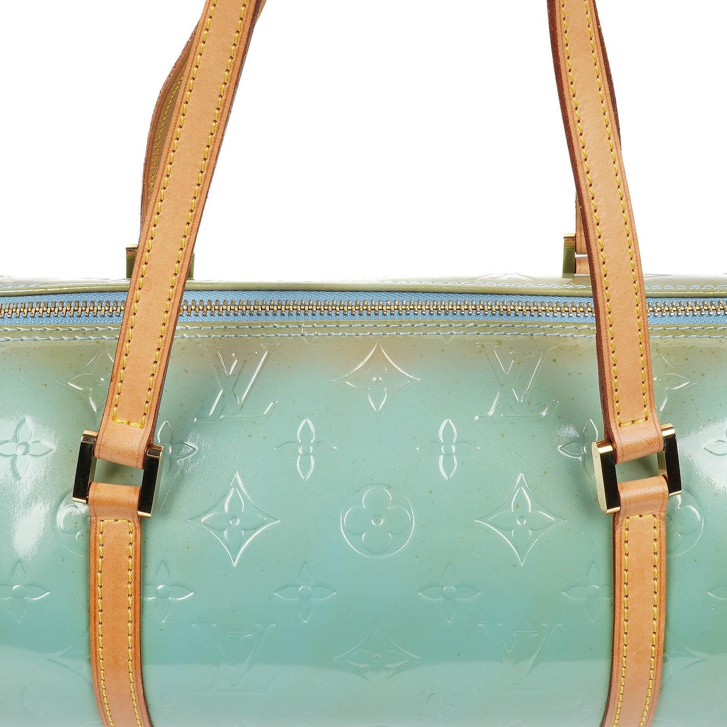 Louis Vuitton Papillon 30 Blue Monogram Vernis Leather Handbag