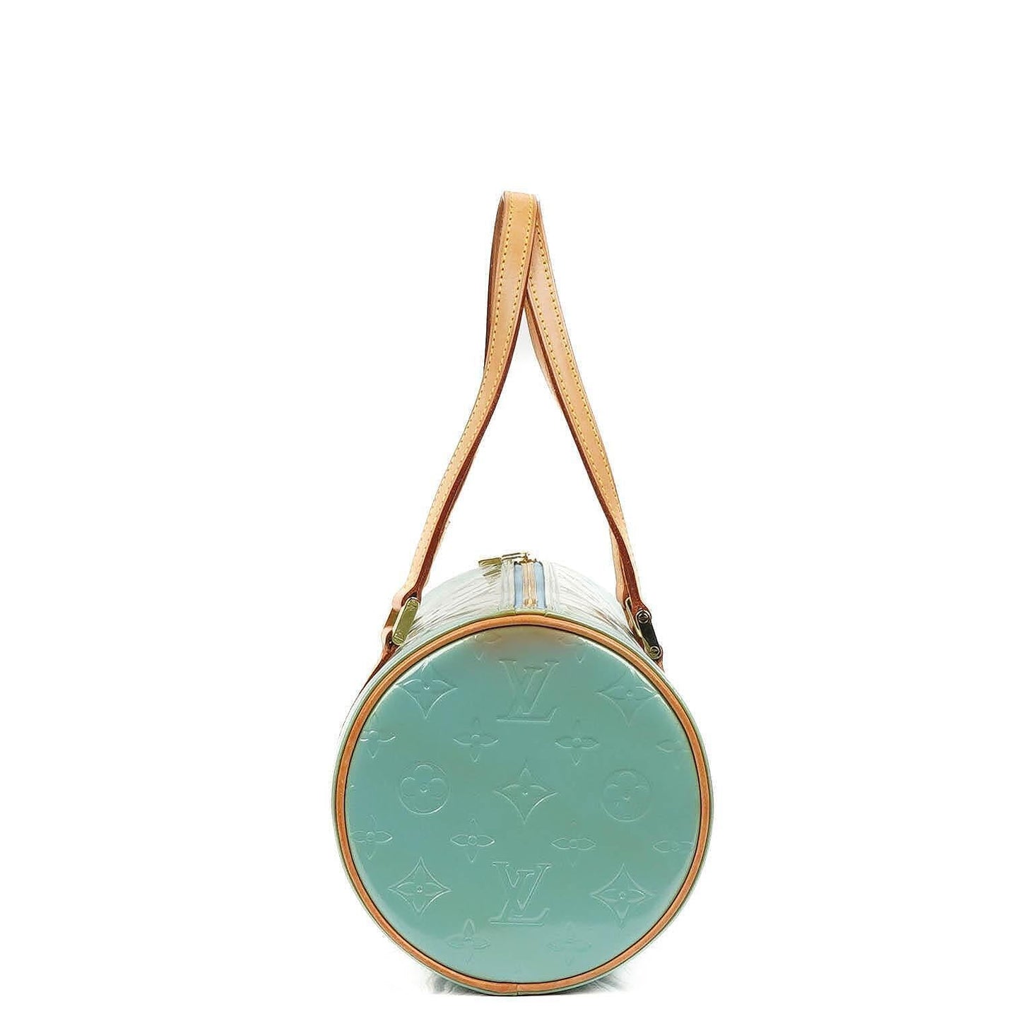 Louis Vuitton Papillon 30 Blue Monogram Vernis Leather Handbag