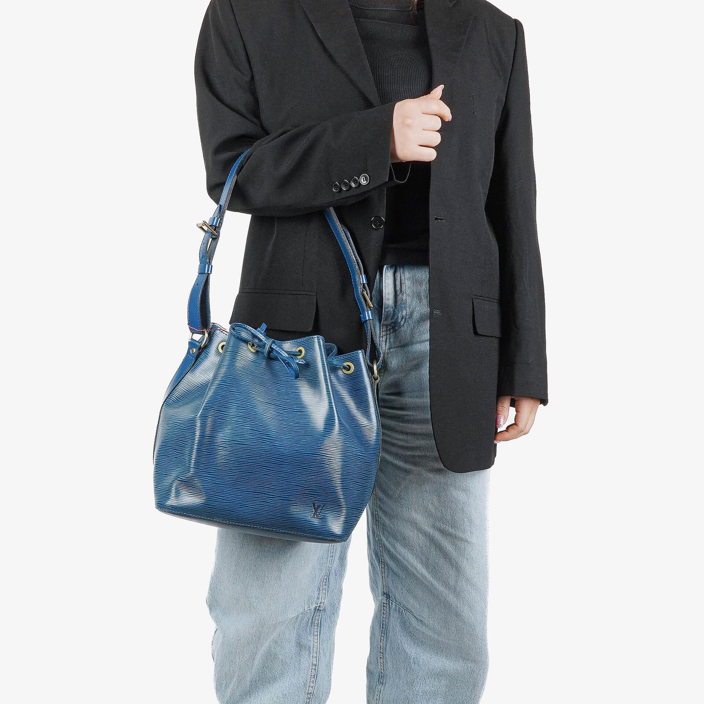 Louis Vuitton Petit Noe Blue EPI Leather Shoulder Bag