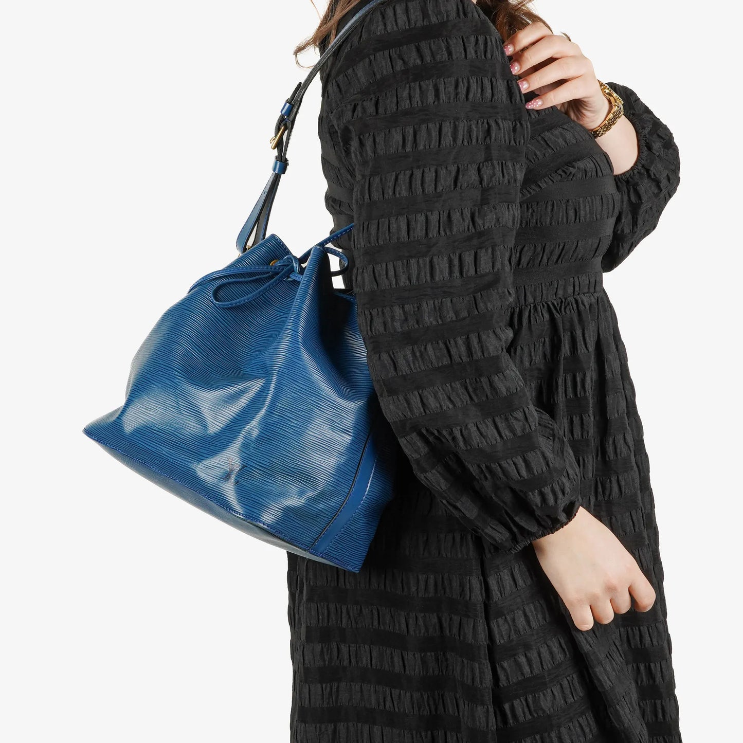 Louis Vuitton Petit Noe Blue EPI Leather Shoulder Bag