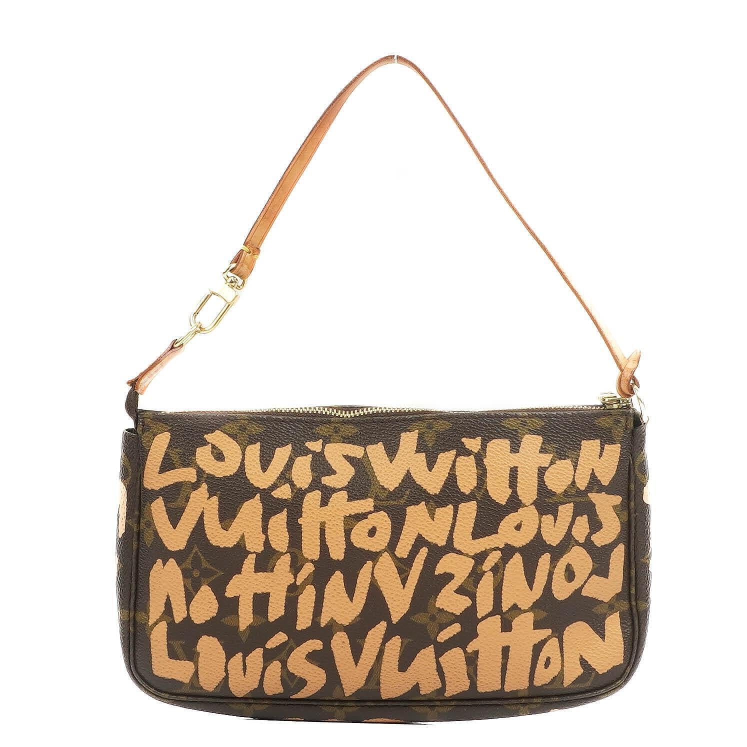 Louis Vuitton Pochette Accessoire in Monogram Graffiti Canvas Clutch Handbag a part of Stephen Sprouse collection