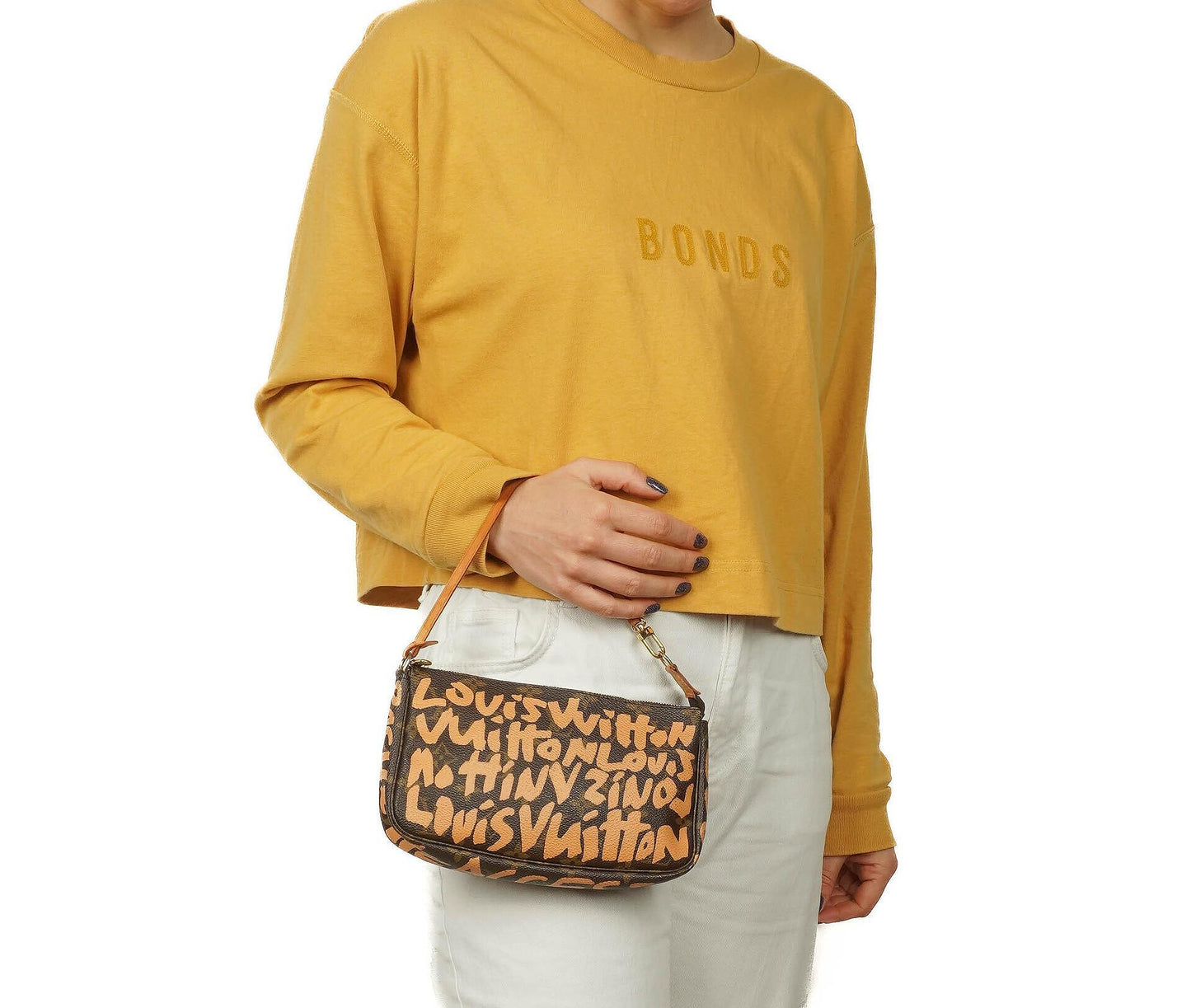 Louis Vuitton Pochette Accessoire in Monogram Graffiti Canvas Clutch Handbag a part of Stephen Sprouse collection