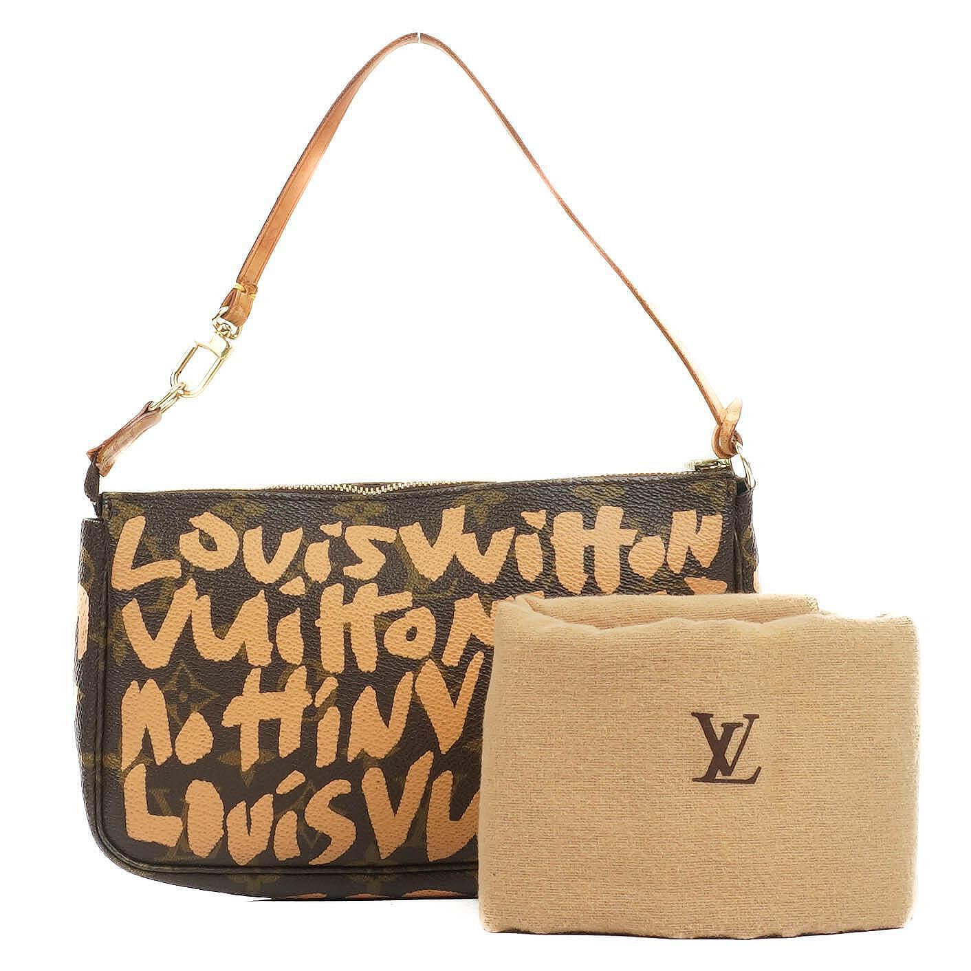 Louis Vuitton Pochette Accessoire in Monogram Graffiti Canvas Clutch Handbag a part of Stephen Sprouse collection