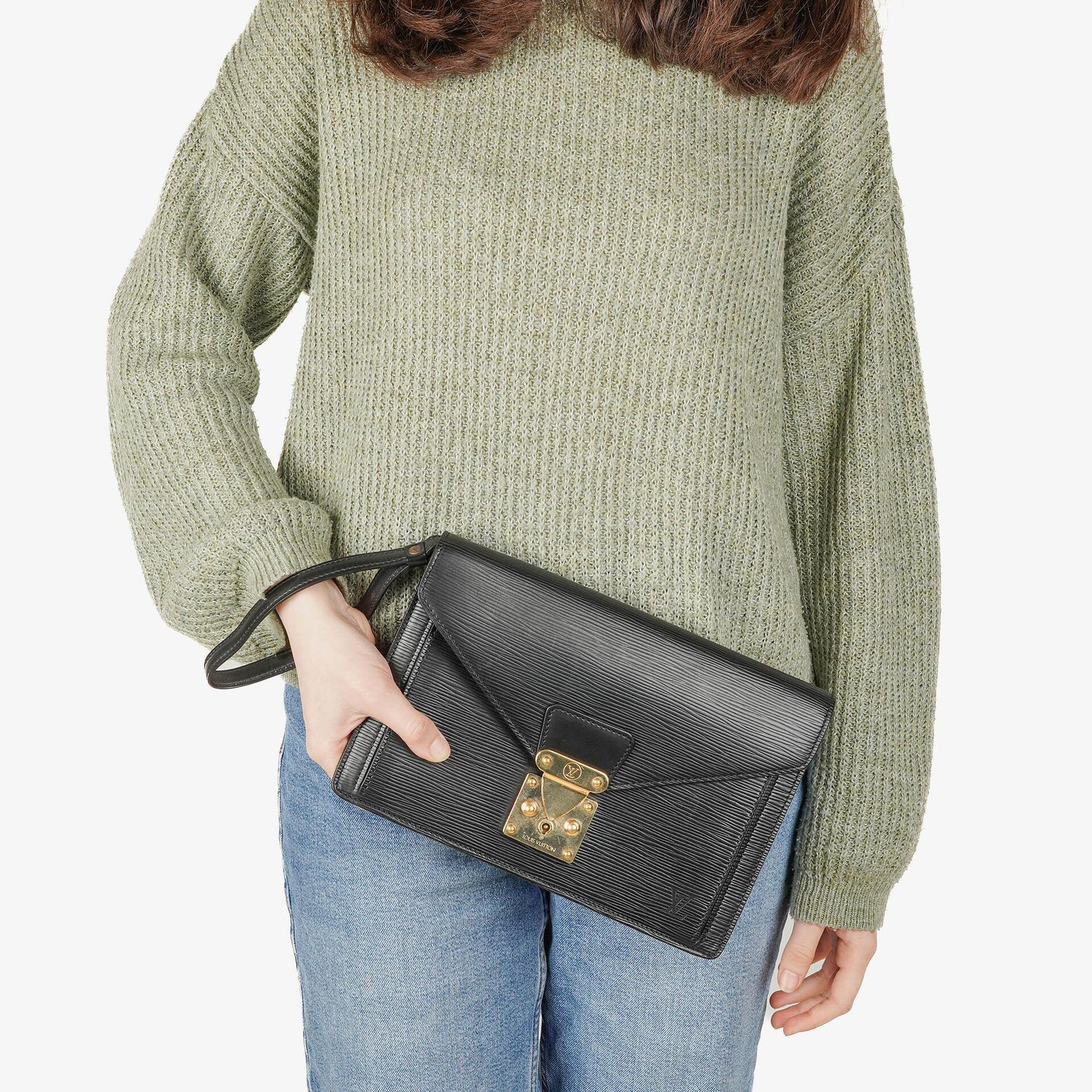 Louis Vuitton Pochette Sellier Dragonne Black Epi Clutch