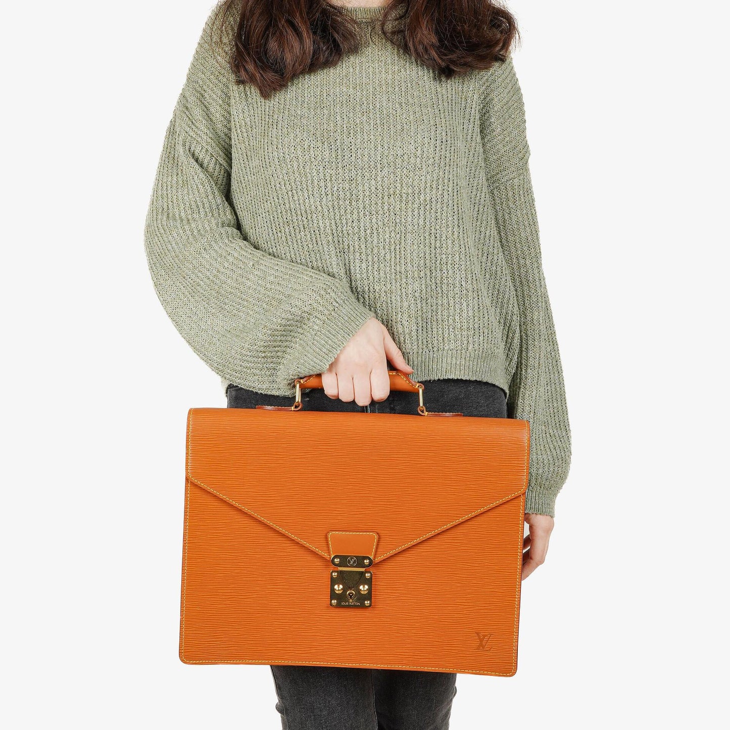 Louis Vuitton Serviette Ambassador Brown Epi Leather Briefcase, 1996