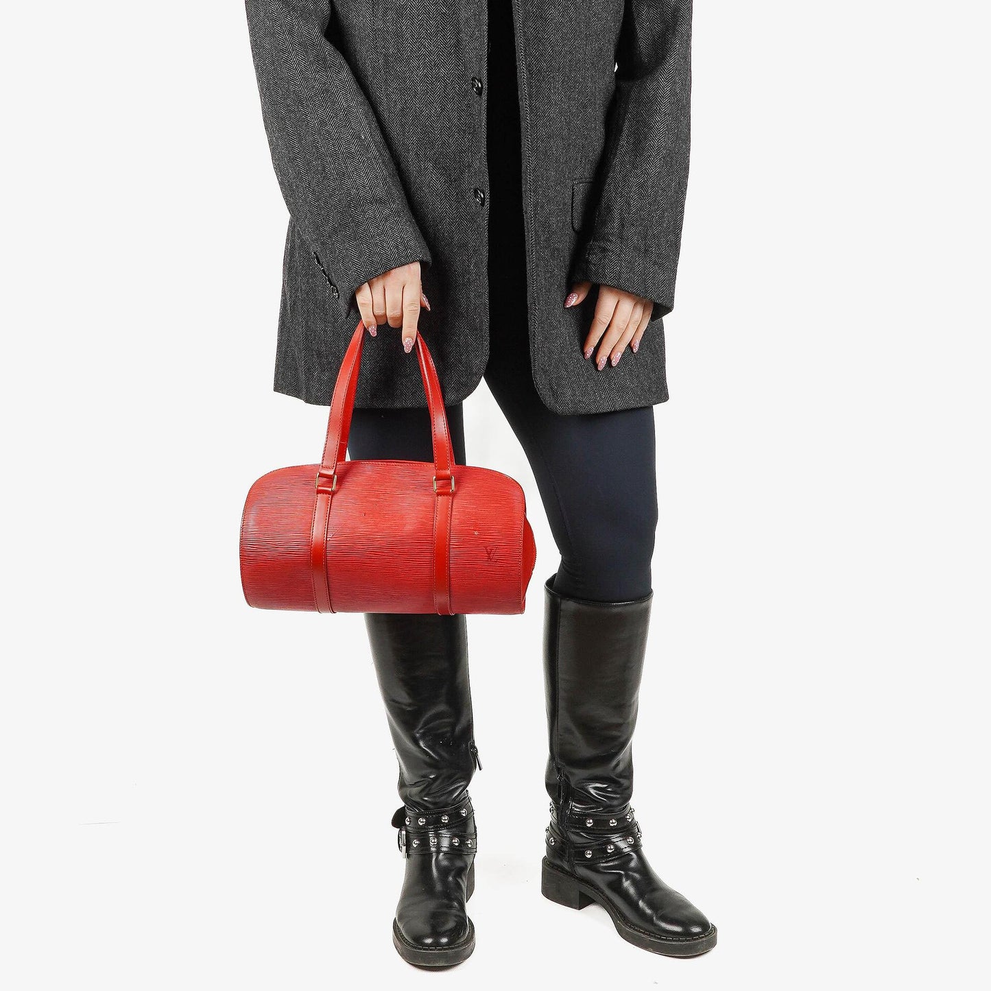 Louis Vuitton Soufflot Handbag In Red Epi Leather
