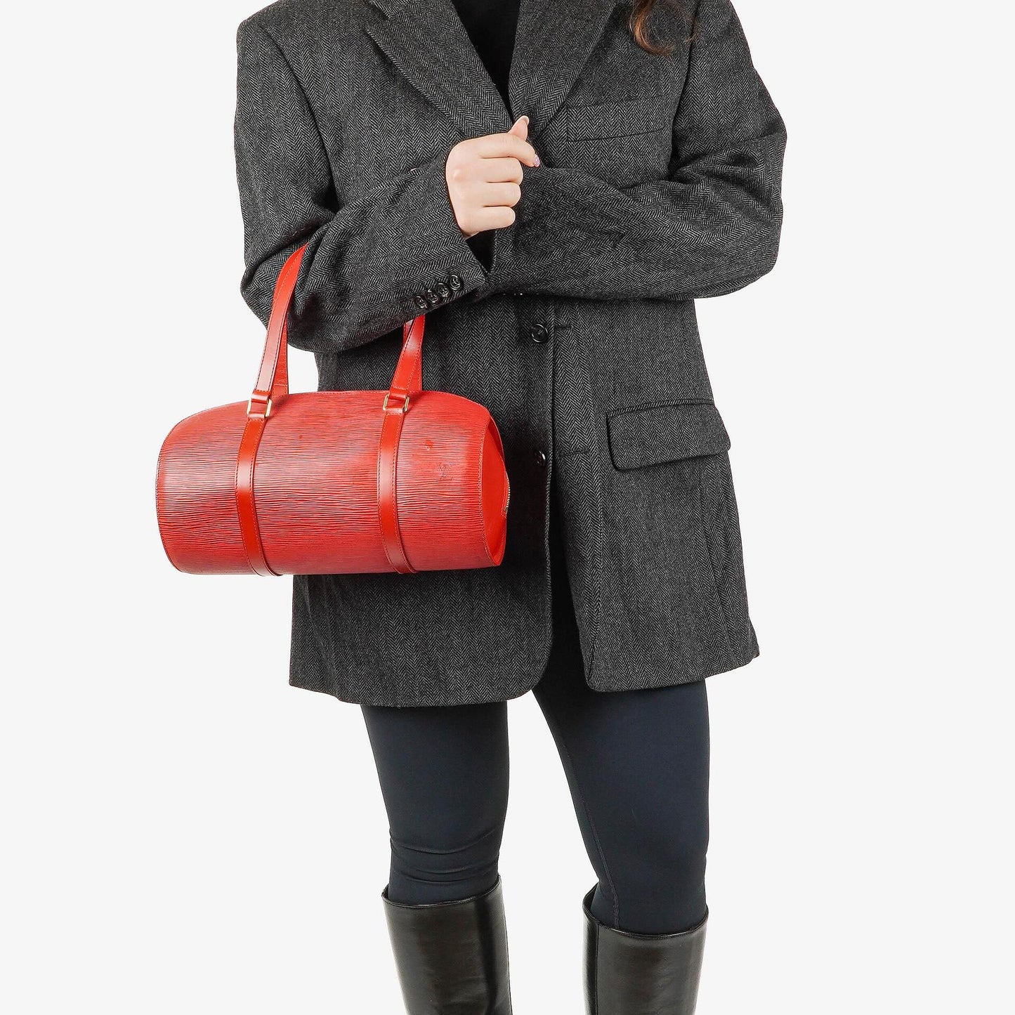Louis Vuitton Soufflot Handbag In Red Epi Leather