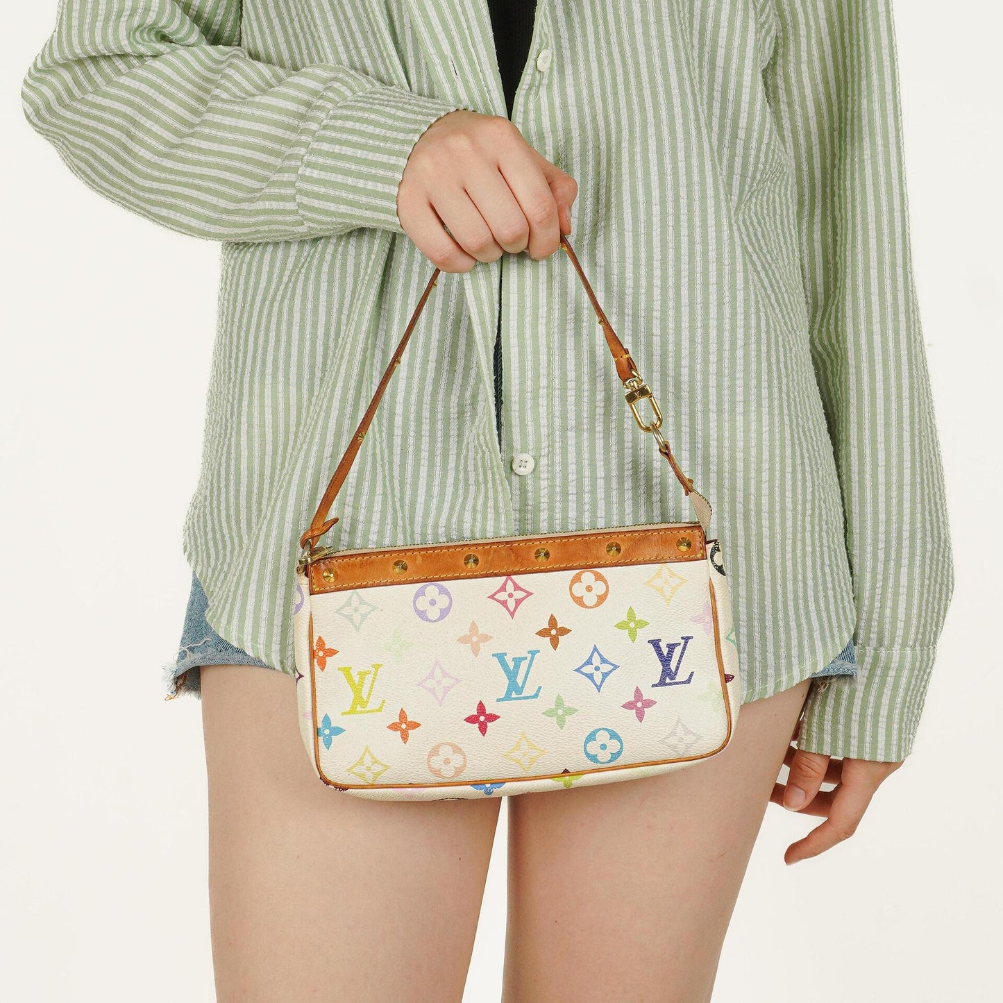 Louis Vuitton Takashi Murakami Pochette Accessoire Multicolor Clutch Handbag
