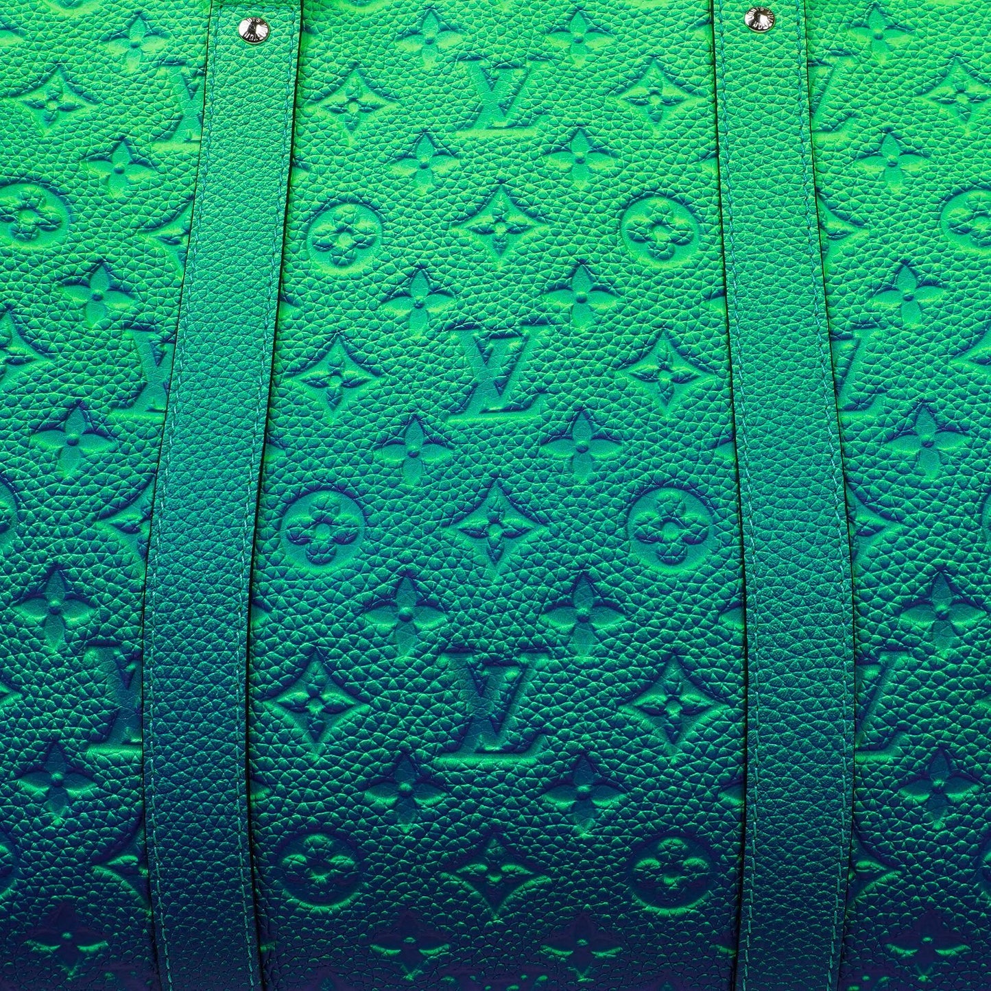 Louis Vuitton Taurillon Illusion Keepall Tote Monogram Bleu Vert