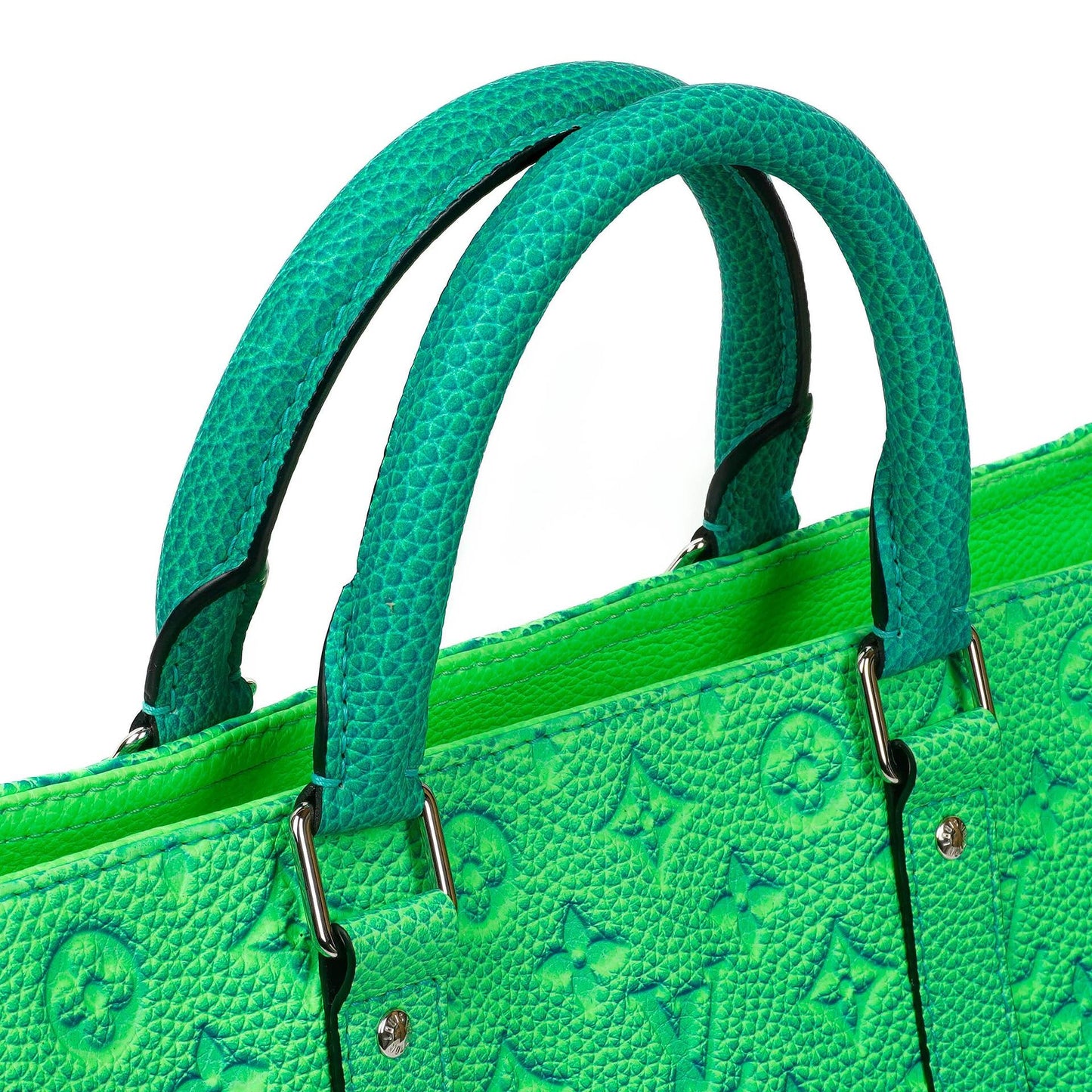 Louis Vuitton Taurillon Illusion Keepall Tote Monogram Bleu Vert
