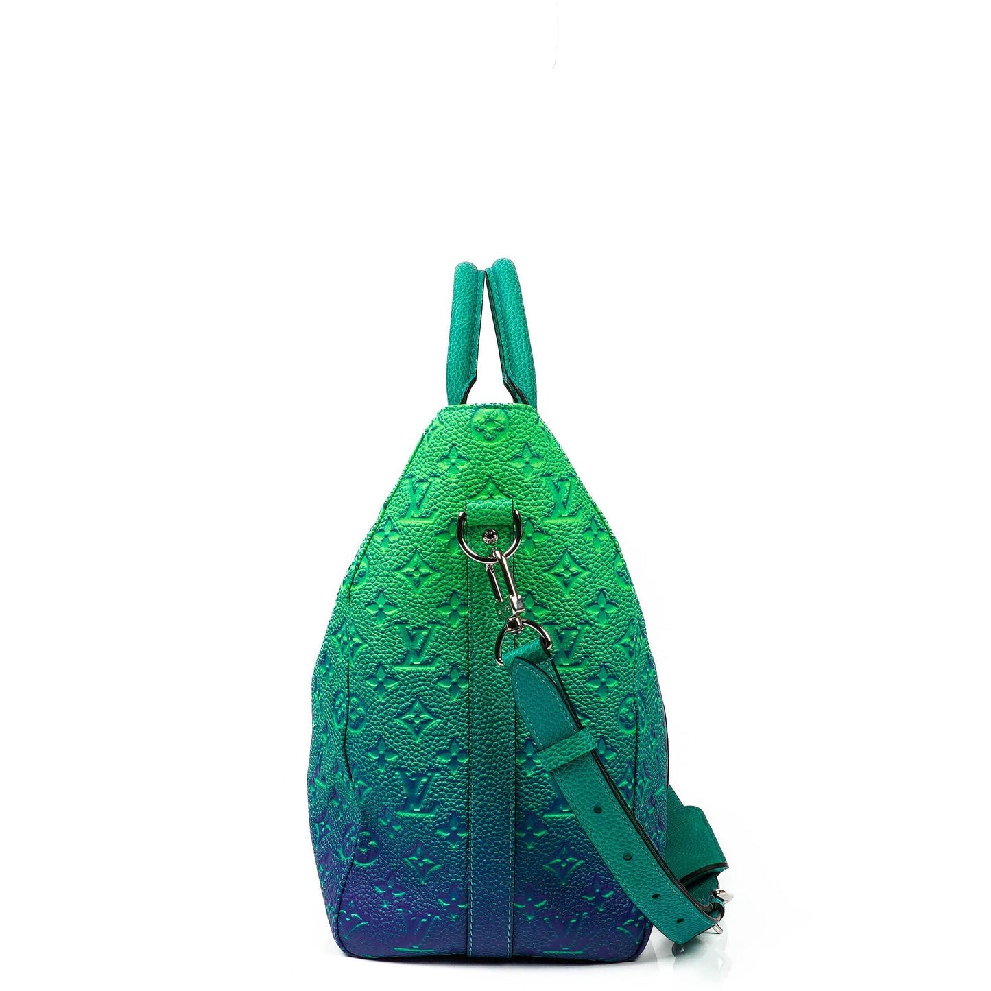 Louis Vuitton Taurillon Illusion Keepall Tote Monogram Bleu Vert