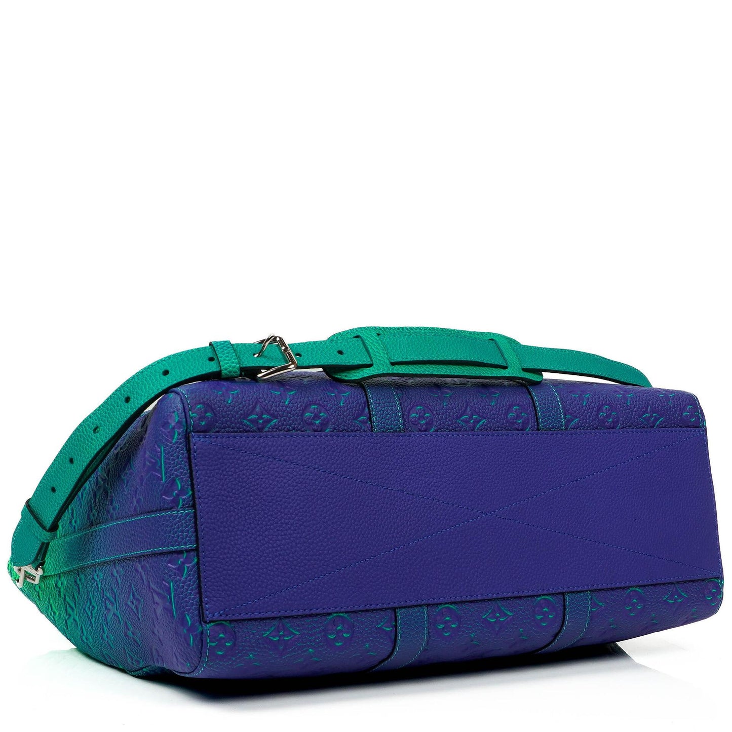 Louis Vuitton Taurillon Illusion Keepall Tote Monogram Bleu Vert