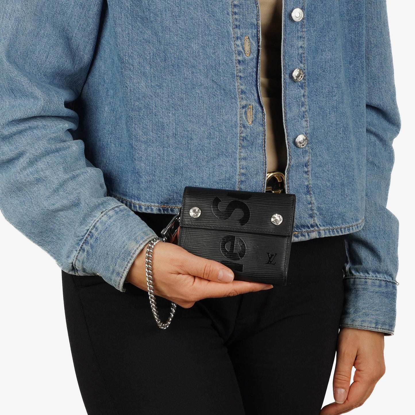 Louis Vuitton x Supreme EPI Black Leather Chain Wallet