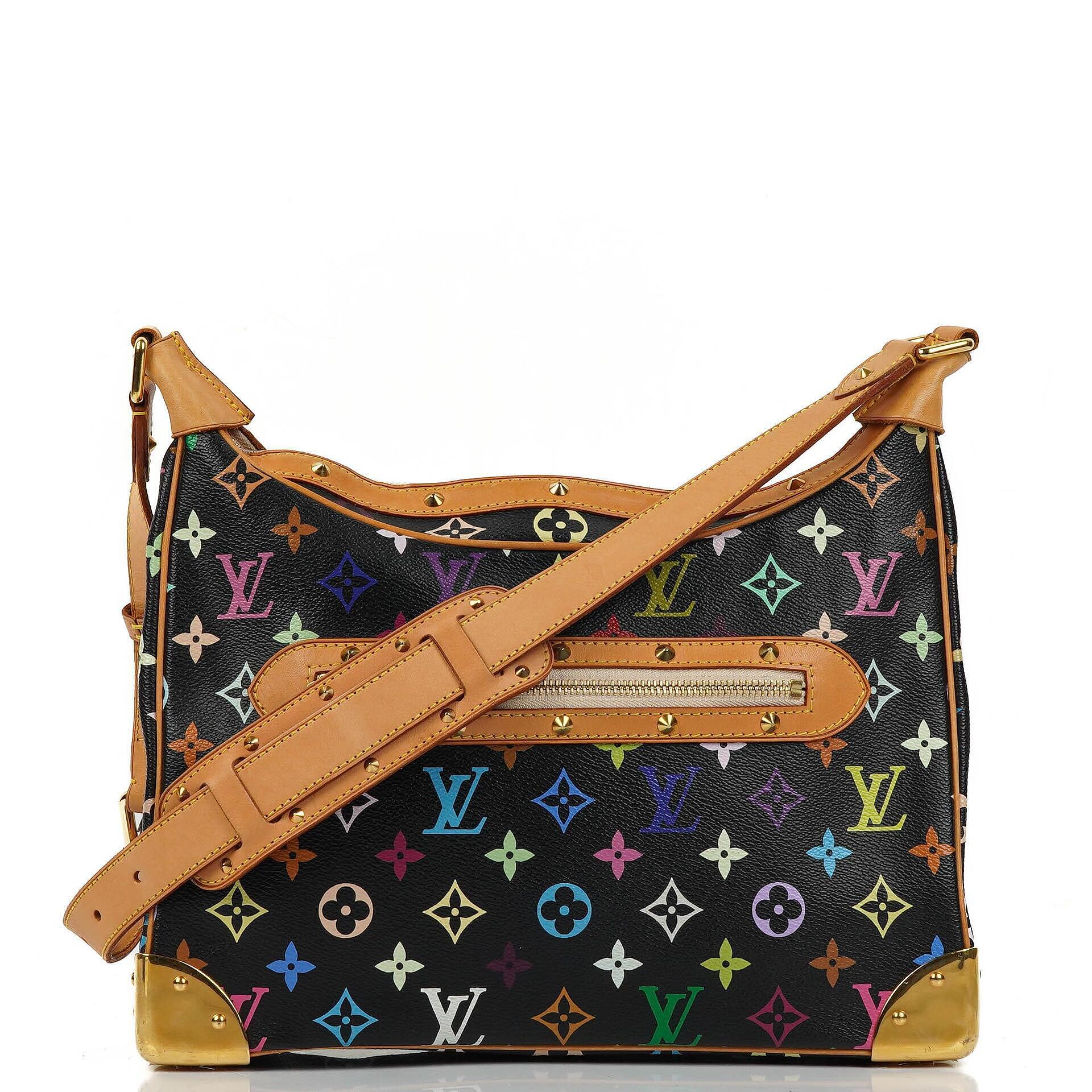 Louis Vuitton x Takashi Murakami Boulogne Black Monogram Multicolore Canvas Shoulder Bag