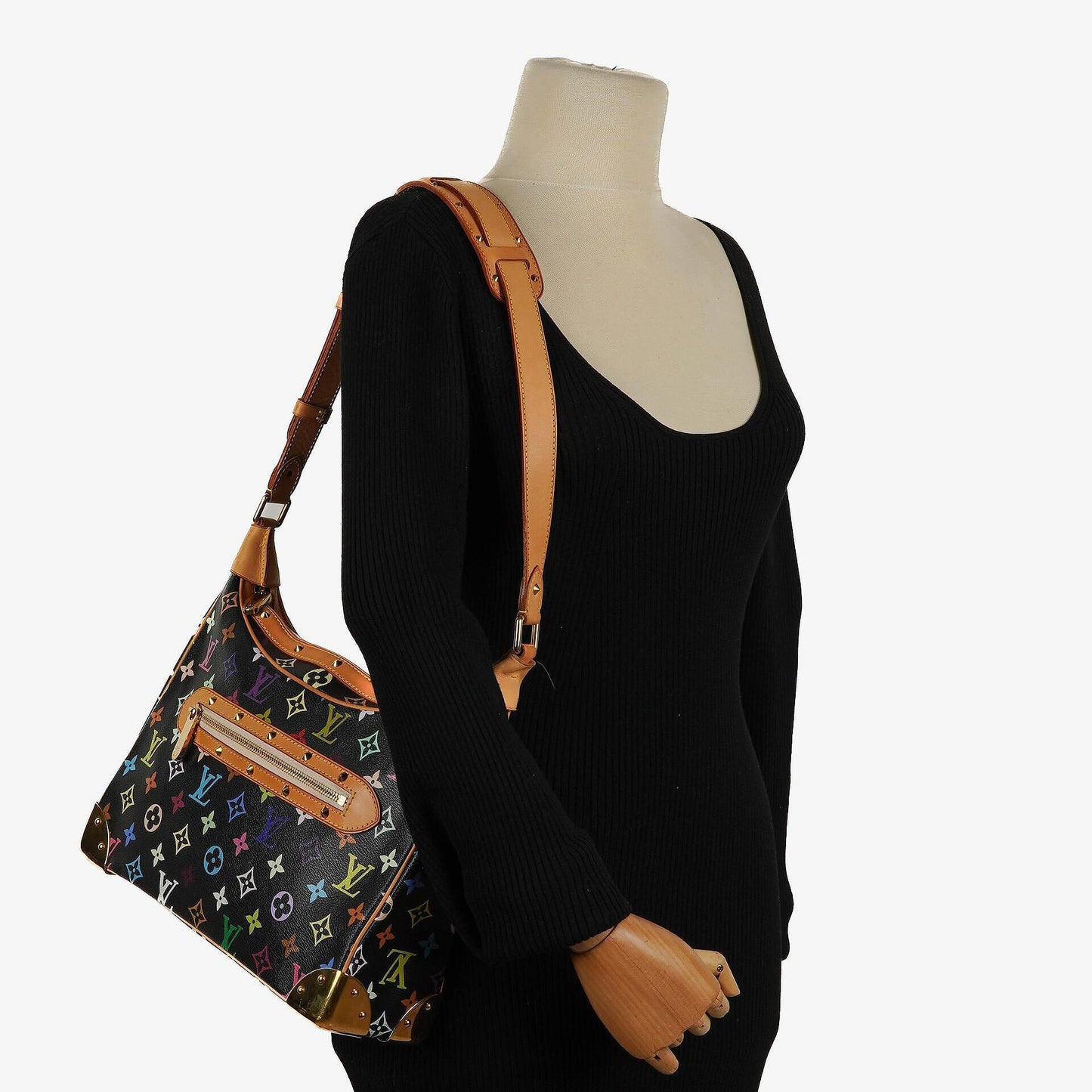 Louis Vuitton x Takashi Murakami Boulogne Black Monogram Multicolore Canvas Shoulder Bag