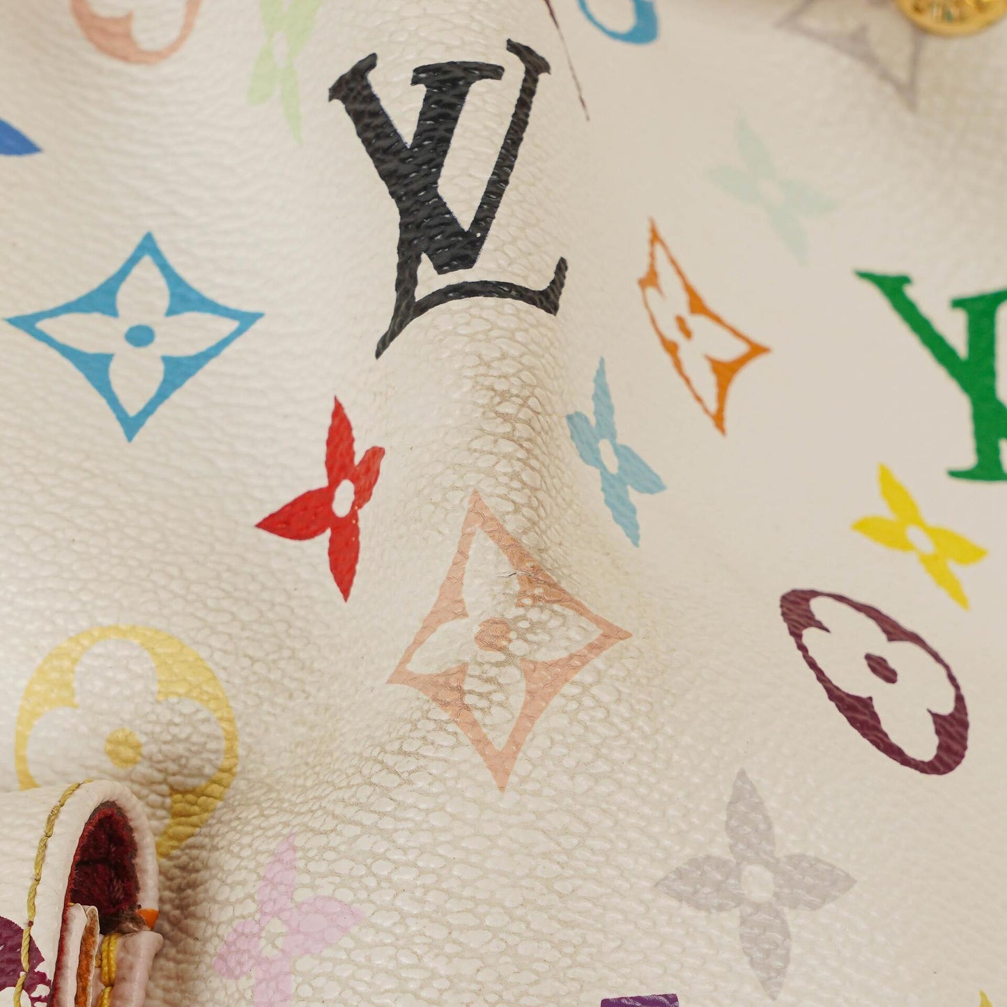 Louis Vuitton x Takashi Murakami White Multicolore Monogram Coated Canvas Petit Noe Shoulder Bag