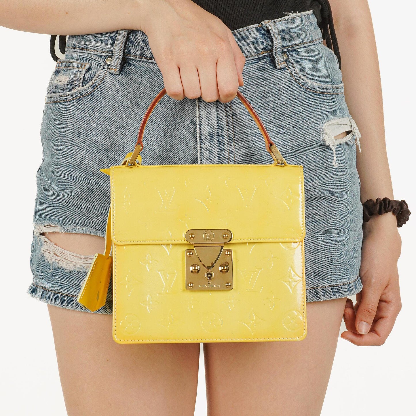 Louis Vuitton Yellow Monogram Vernis Spring Street Top Handle Bag