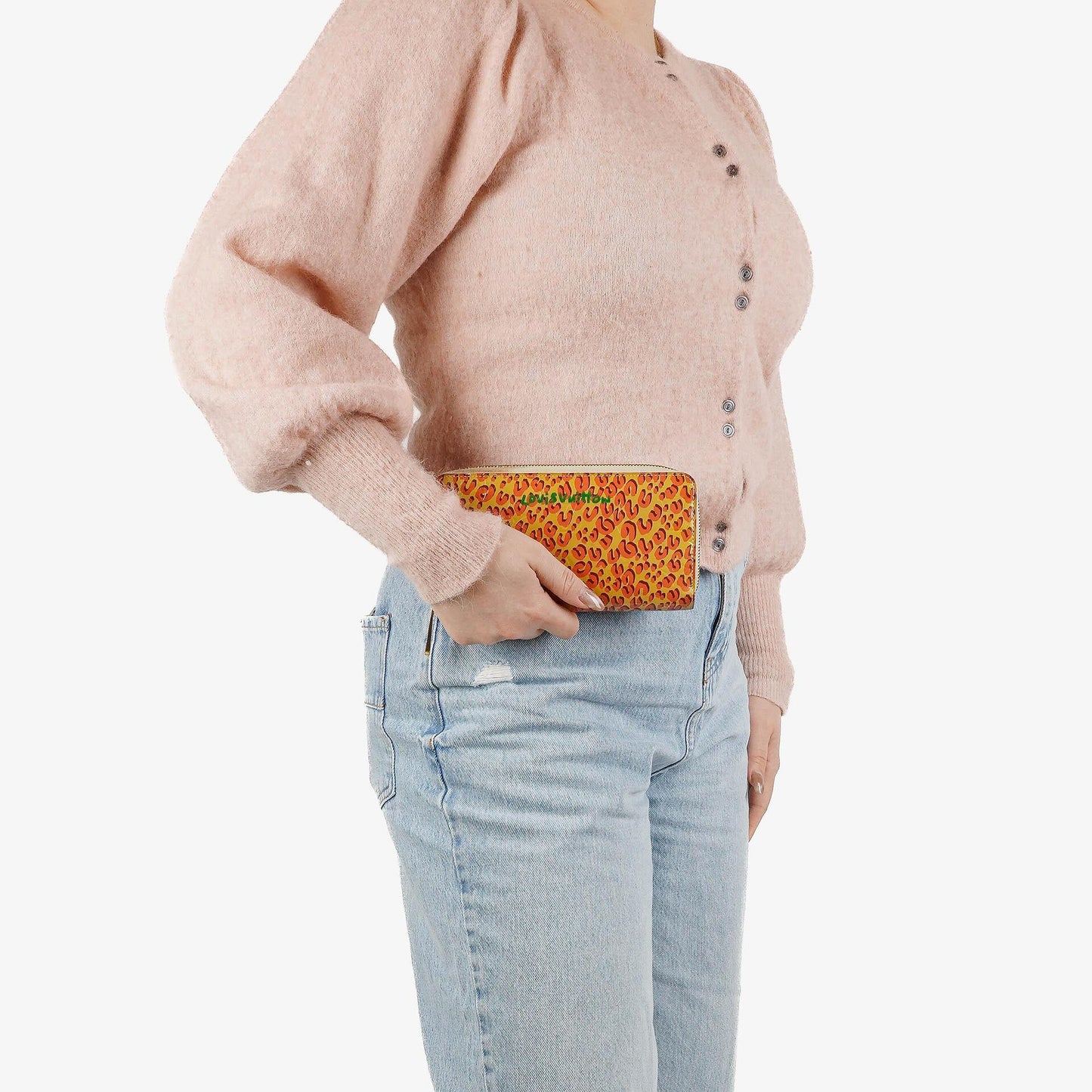 Louis Vuitton Zippy Leopard Print Vernis Blanc Corail Wallet