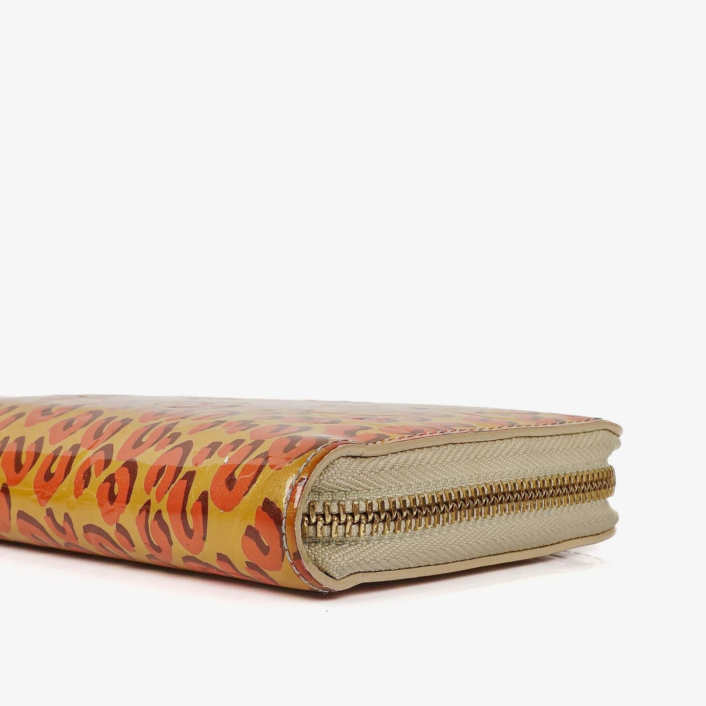 Louis Vuitton Zippy Leopard Print Vernis Blanc Corail Wallet