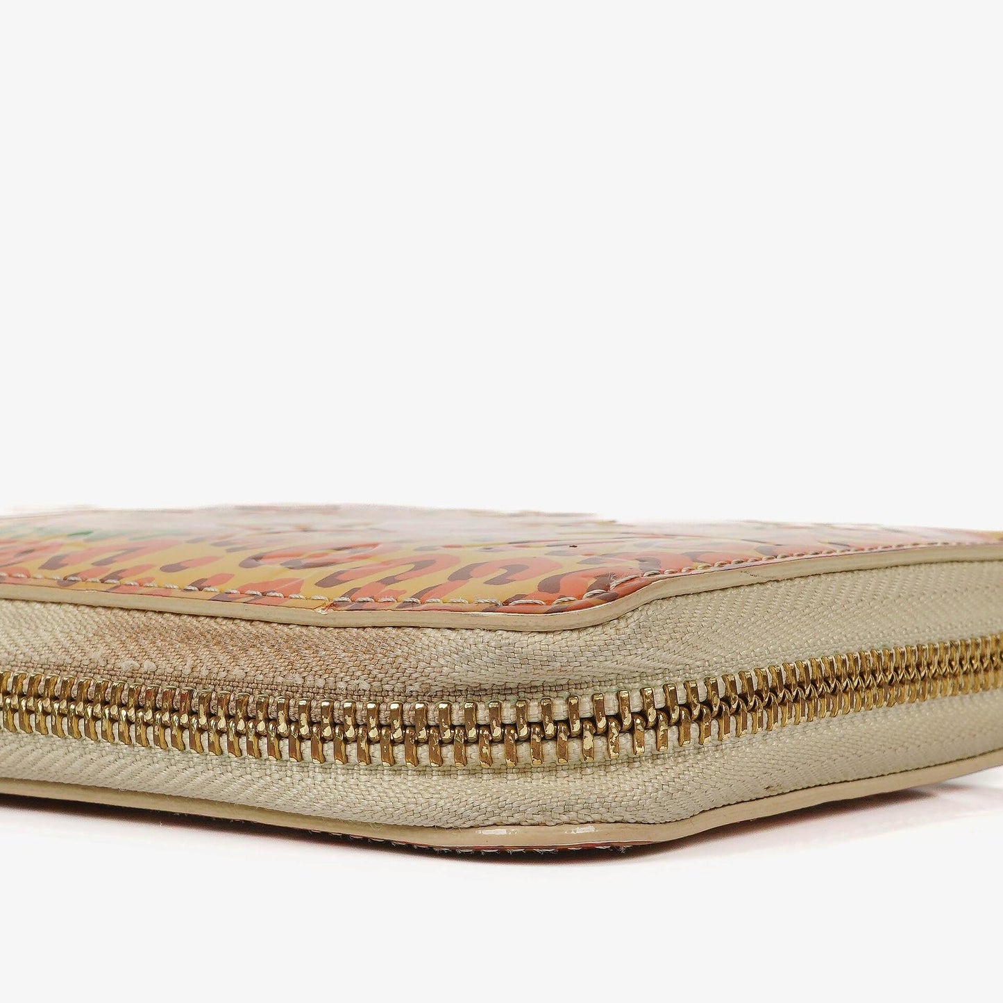 Louis Vuitton Zippy Leopard Print Vernis Blanc Corail Wallet