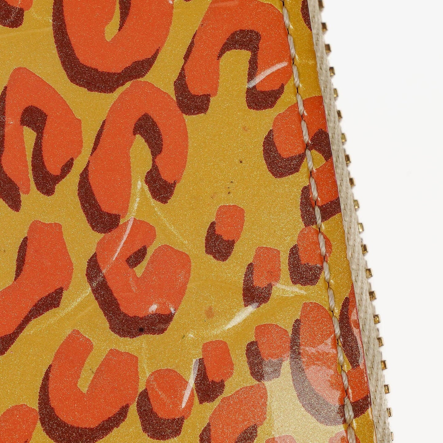 Louis Vuitton Zippy Leopard Print Vernis Blanc Corail Wallet