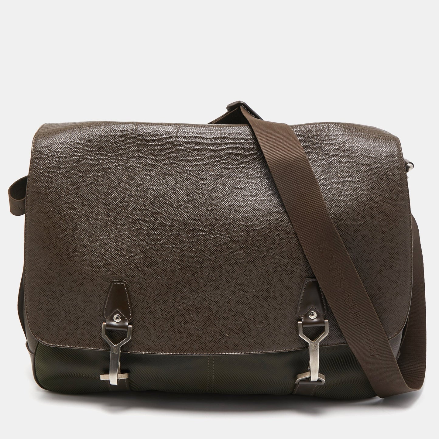 LOUIS VUITTON Brown/Green Taiga Leather Dersou Messenger Bag
