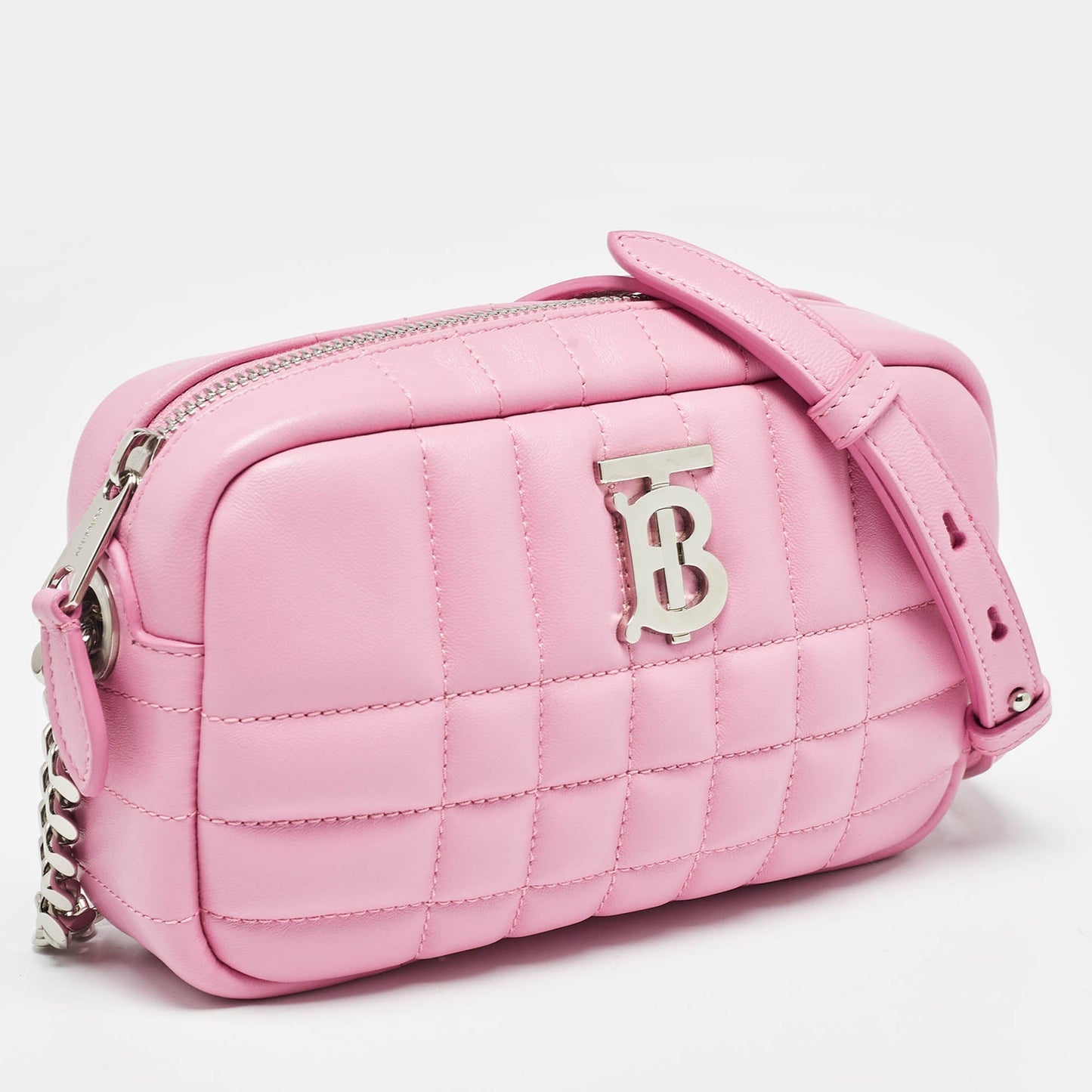 Luxury Burberry Pink Quilted Leather Mini Lola Camera Bag