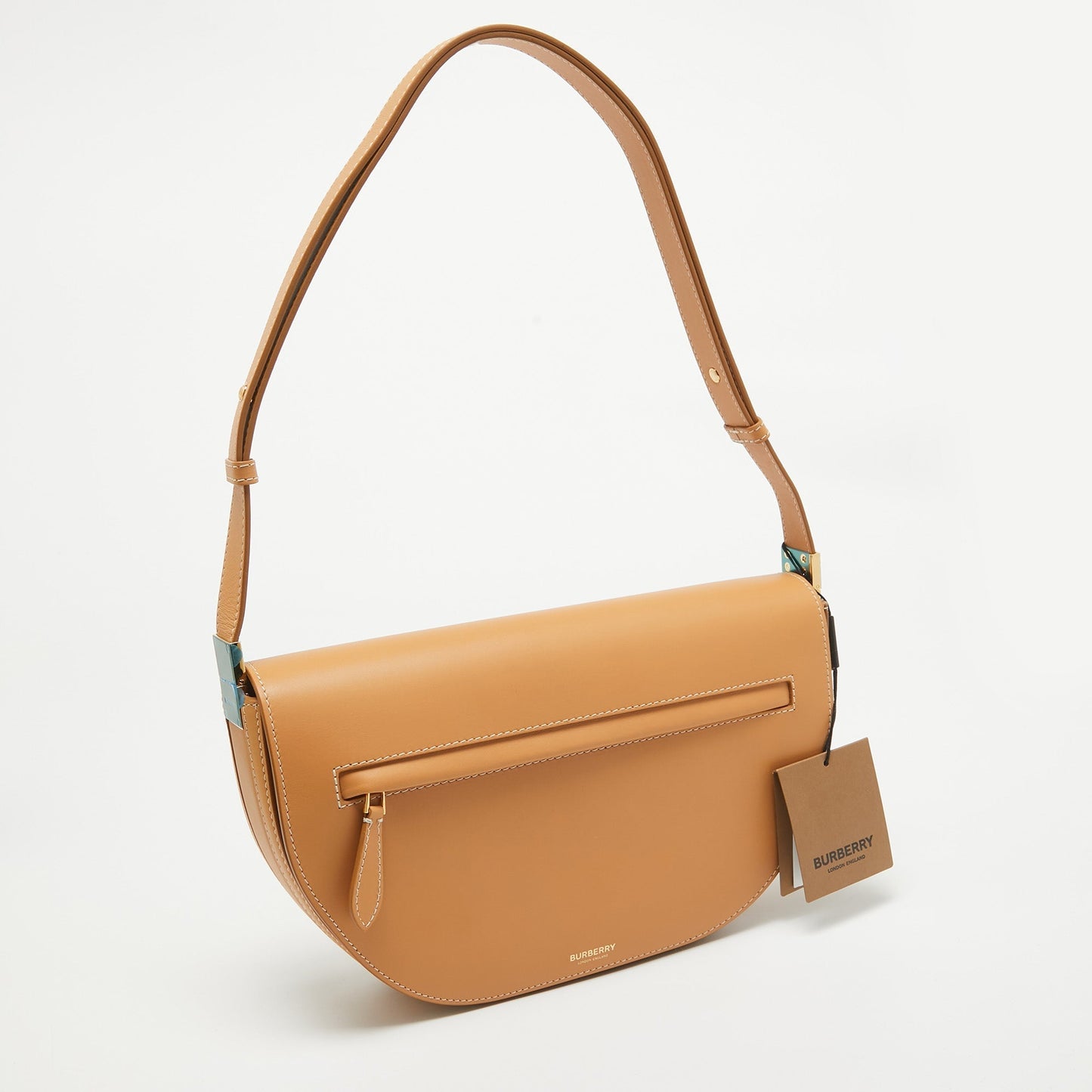 Luxury Burberry Warm Sand Leather Medium Olympia Shoulder Bag