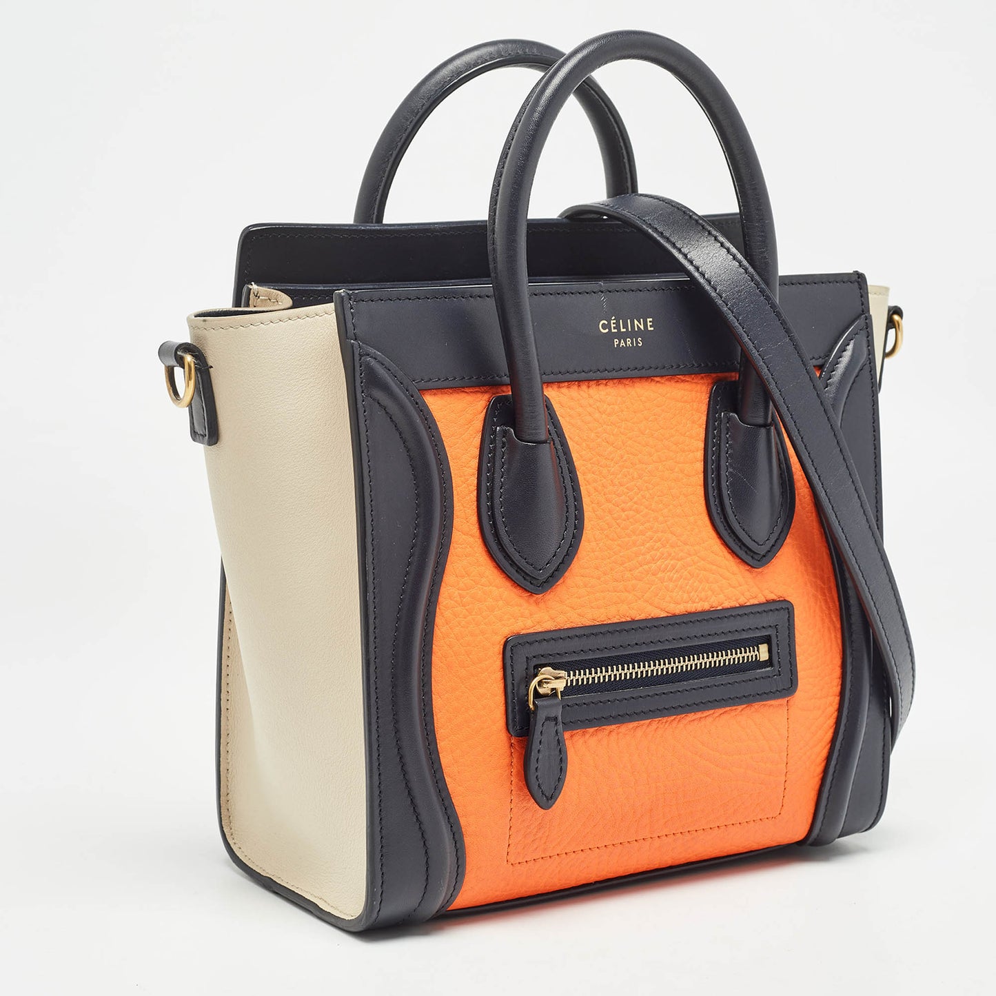 Luxury CELINE Tricolor Leather Nano Luggage Tote