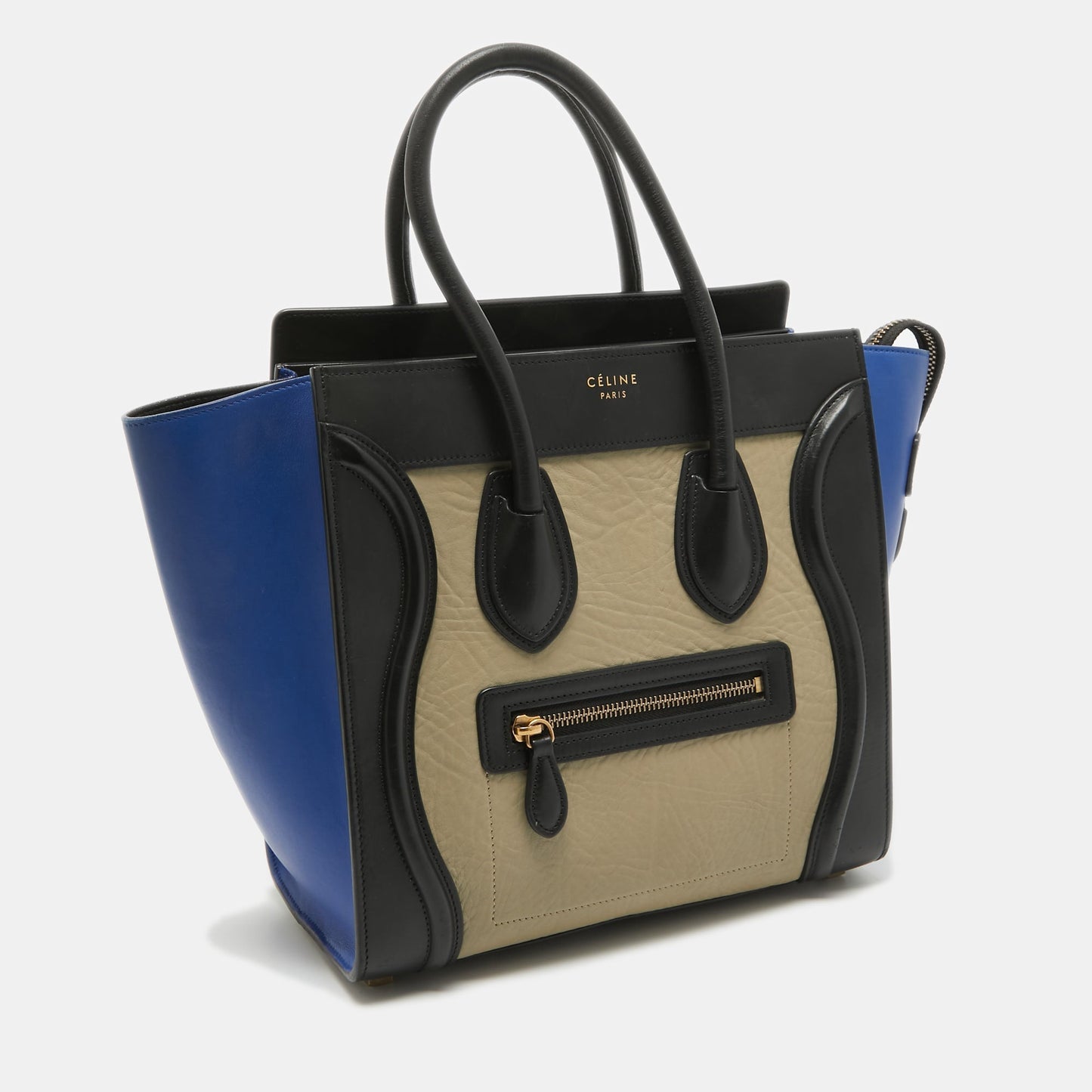 Luxury CELINE Tricolor Leather Micro Luggage Tote