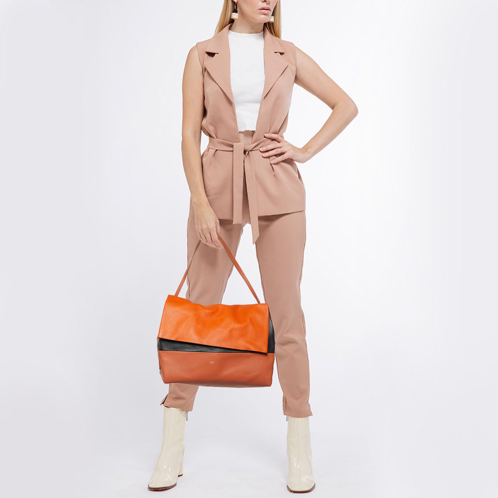 Luxury CELINE Tri Color Leather All Soft Shoulder Bag