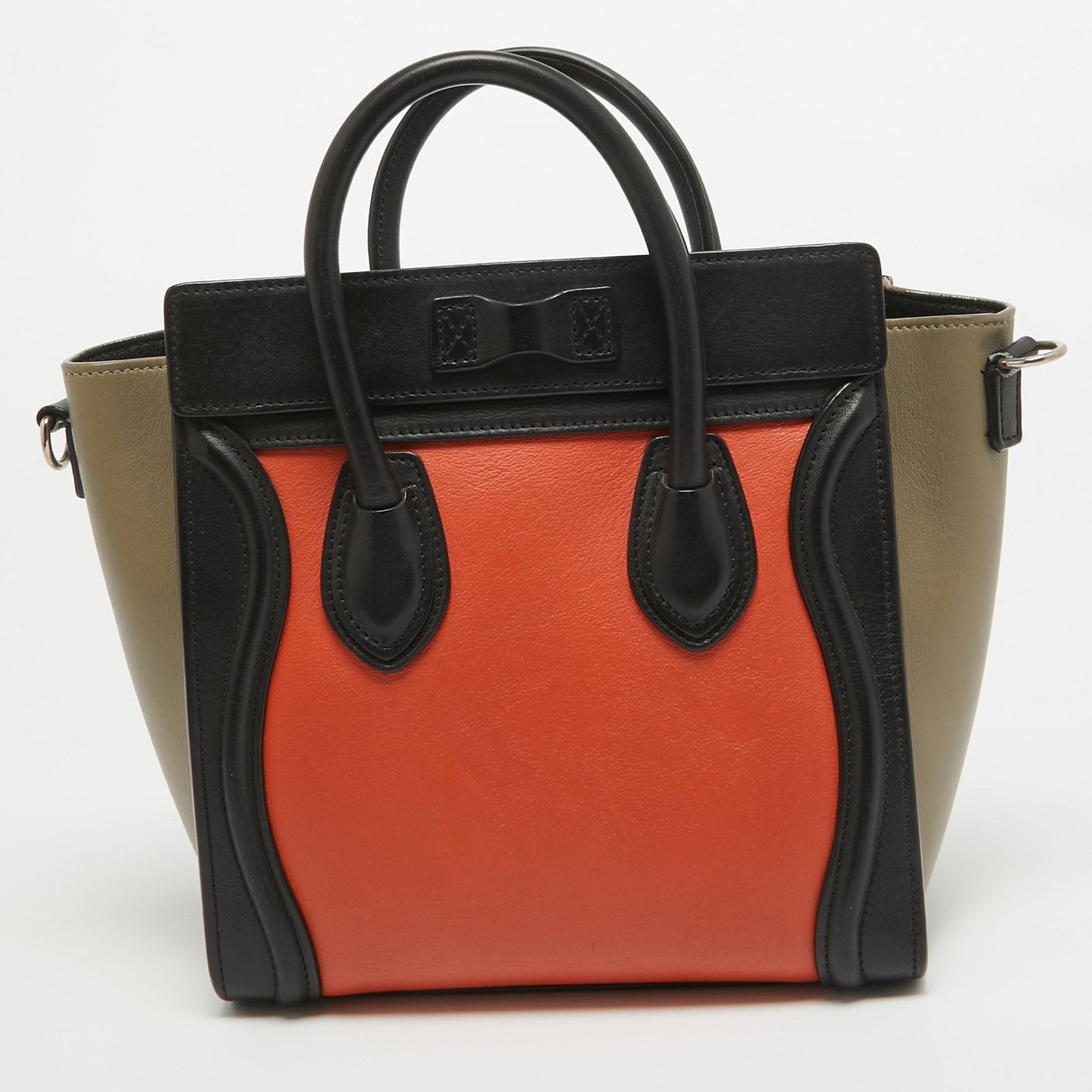 Luxury CELINE Tri Color Leather Nano Luggage Tote