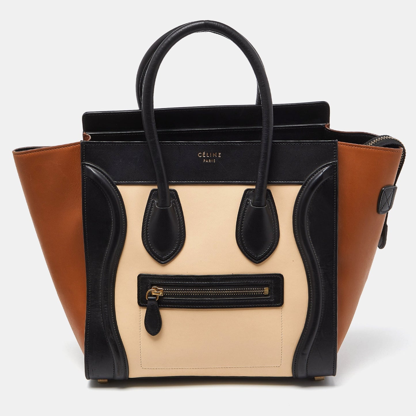 Luxury CELINE Tri Color Leather Micro Luggage Tote