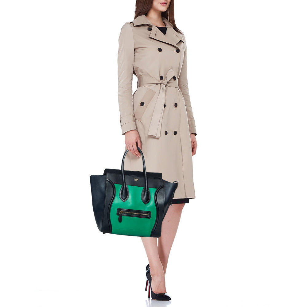 Luxury CELINE Tricolor Leather Mini Luggage Tote