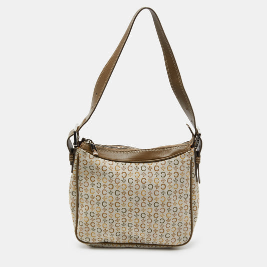Luxury CELINE Tri Color Macadam Canvas and Leather Vintage Shoulder Bag