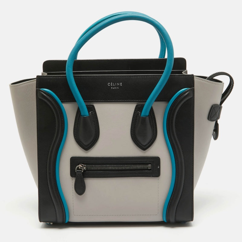 Luxury CELINE Tricolor Leather Micro Luggage Tote